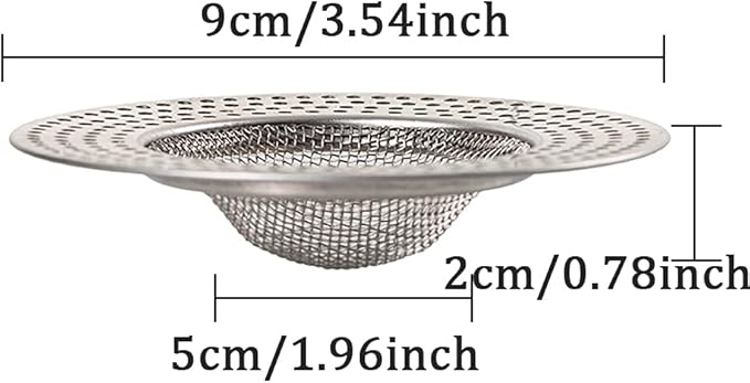2pcs Heavy Duty Stainless Steel Slop Basket Filter Trap, 3.54" Top / 1.65" Mesh - Image 2