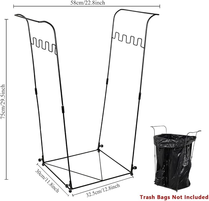 2 Pack Trash Bag Holder, 30-45 Gallon Garbage Bag Holder, Metal Portable Leaf - Image 2