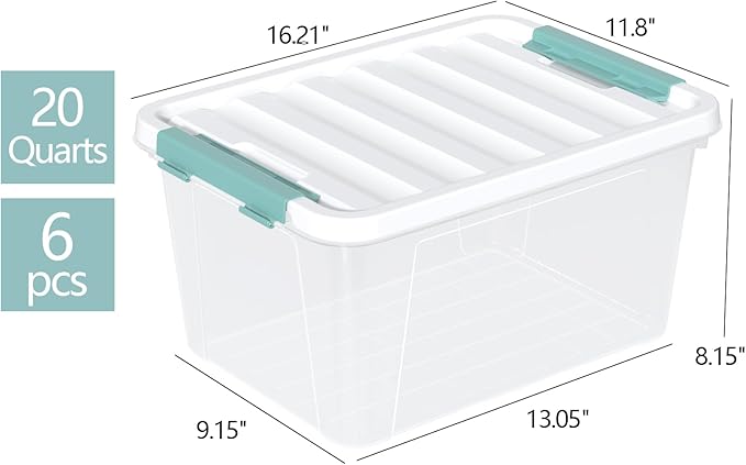 Zopnny 20 Quart Clear Latching Container Box, Plastic Storage Bin - Image 2