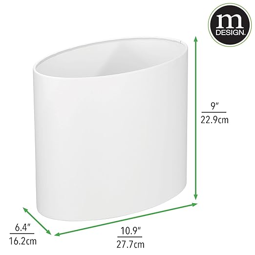 mDesign Stainless Steel Metal Oval Trash Can, 7.9 Liter/2.09 Gallon Wastebasket - Image 3