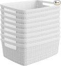 Curver Set of 8 Jute Small Decorative Plastic Organization and Storage Baskets by Curver