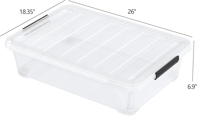 Set of 3 42 L Clear Plastic Under The Bed Storage Bins, Underbed Box - Image 2