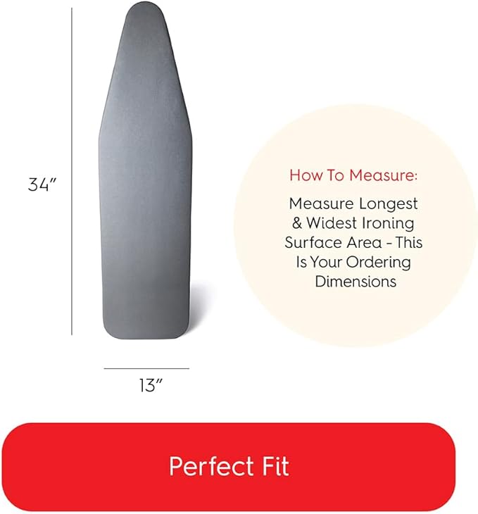 TIVIT Ironing Board Cover 13 x 34, Made in Italy. Pro Grip Pad Covers w/3 - Image 3