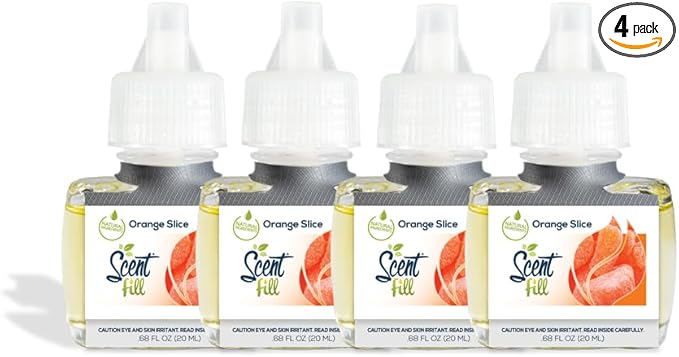 Scent Fill Orange Slice Plug in Air Freshener, 4 Scented Oil Refills by ScentFill