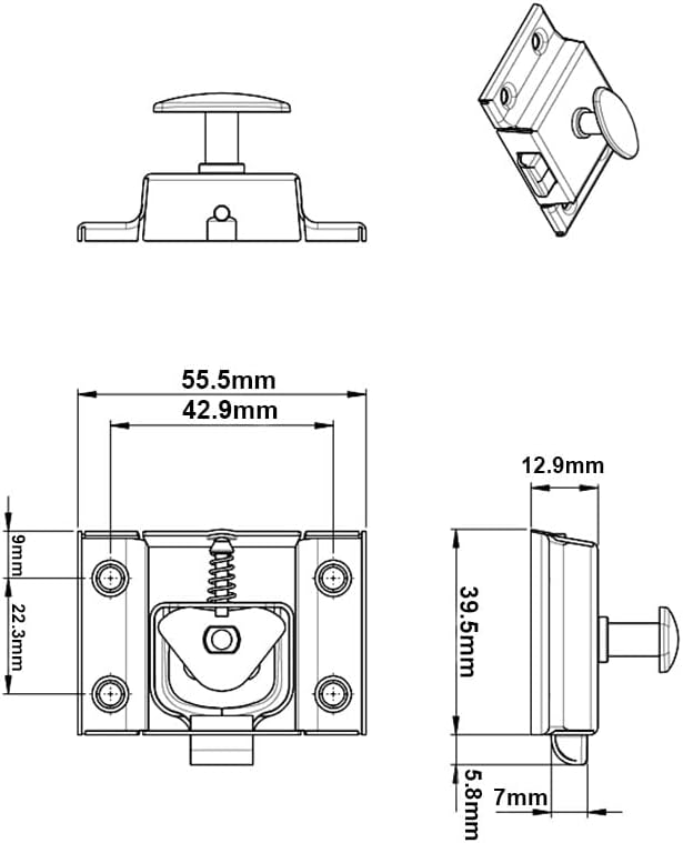 QCAA Oval Turn Cabinet Latch, for Cupboard & Other Furniture, Matte Black - Image 4