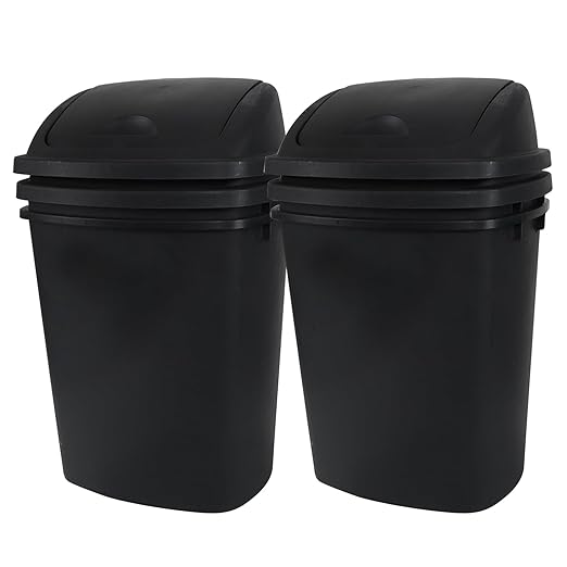 Yuright 40 L / 10 Gallon Swing Lid Trash Bins, 4 Pack Large Plastic Garbage Cans by Yuright