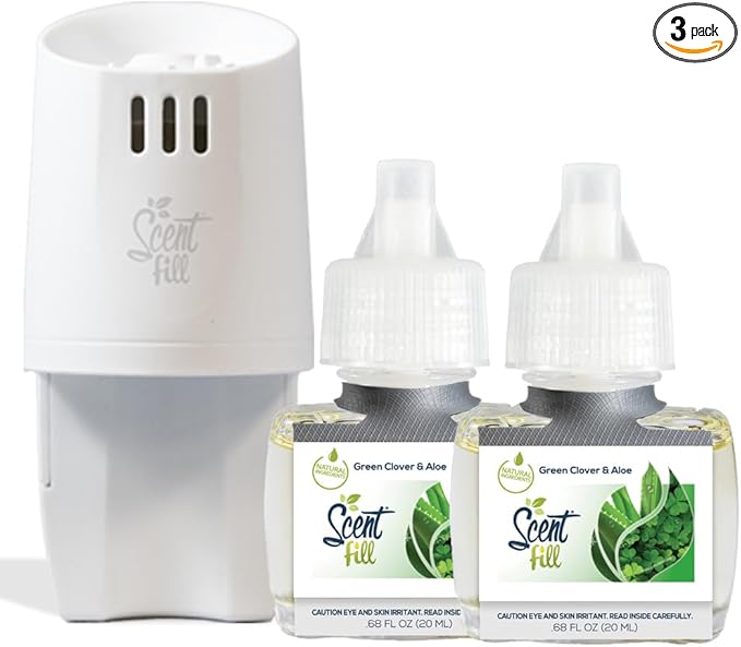 Scent Fill Green Clover & Aloe Plug in Air Freshener, Scented Oil Refills by ScentFill