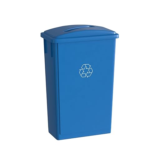 23 Gallon Blue Recycle Slim Jim Trash Can by Krollen+Industrial