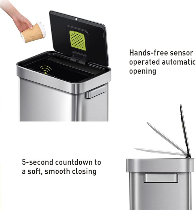 EKO Deluxe Mirage-T 50 Liter / 13.2 Gallon Touchless Rectangular Motion Sensor - Image 4