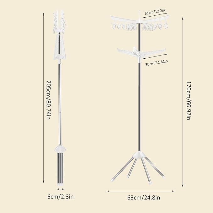 SUYU Clothes Drying Rack, Folding Clothes Drying Tree, 2 Layer - Image 7