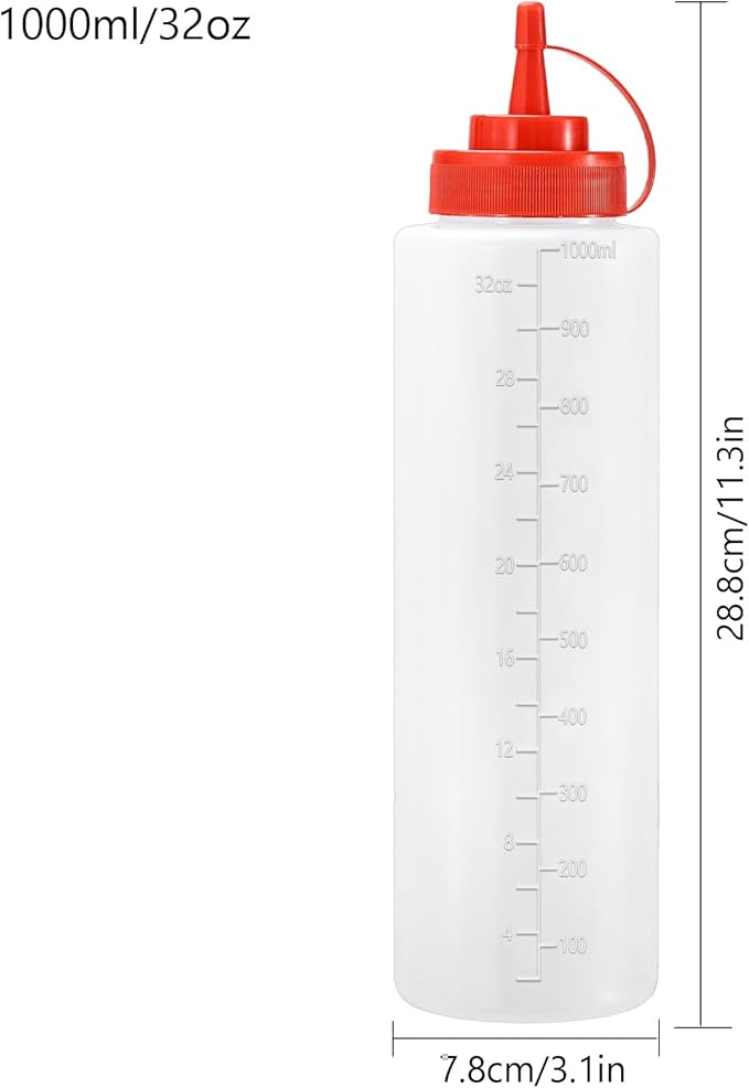 Condiment Squeeze Bottles Ketchup Dispenser, 4 Pack 32oz Squeeze Bottles - Image 2
