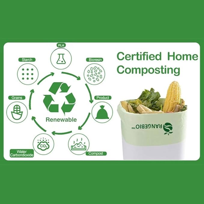 100% Home Compostable Trash Bags 13 Gallon Tall Kitchen, 0.9 Mil, Kitchen - Image 3