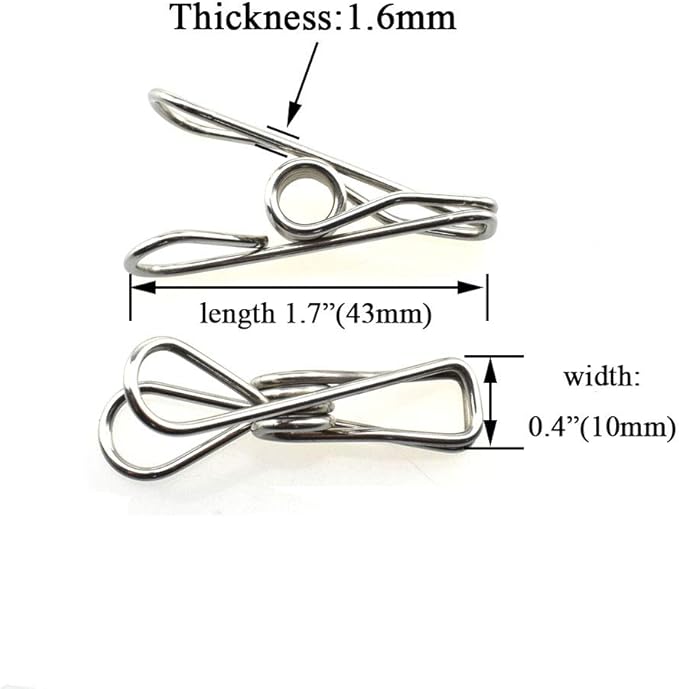 HAHIYO Clothespins Chip Clips All Metal Stainless Steel No Rust Stains Strong - Image 2