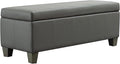 Grey Faux Leather Ottoman with Storage, Rectangular Extra Long Storage Bench by UDAX