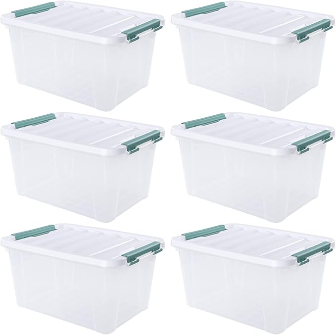 Xyskin 6-Pack 20 Quart Plastic Storage Boxes, Latching Storage Bin Box - Image 5