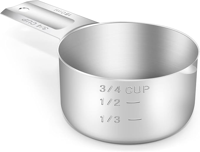 1PCS 3/4Cup Single Measuring Cup, Stainless Steel Measure Scoop, Metric and US by BERYLER