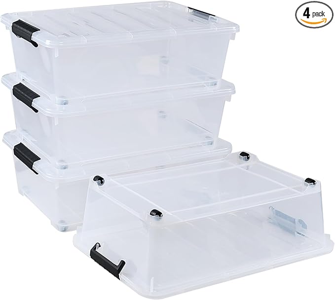 20 Quart Stackable Plastic Under Bed Bins by Lesbin