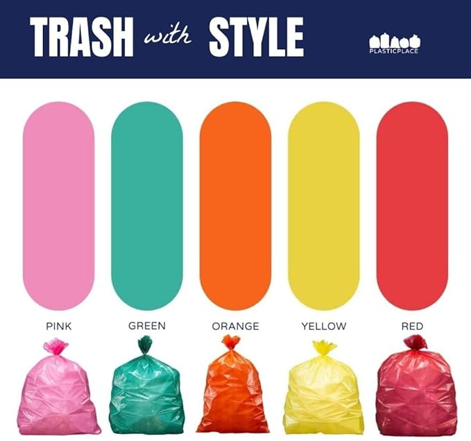 Plasticplace 55-60 gallon Trash Bags │ 1.2 Mil │ Orange Heavy Duty Garbage Can - Image 9