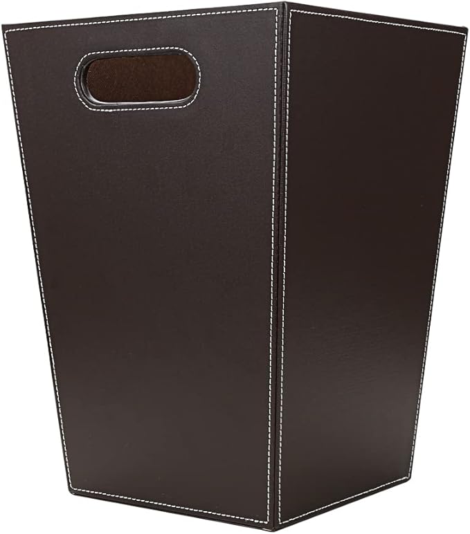 KINGFOM Classic Pu Leather Trash Can Wastebasket, Garbage Container Bin - Image 6