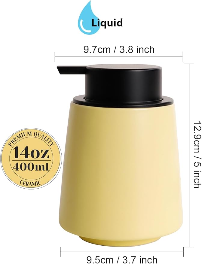 INGOFIN Ceramic Soap Dispenser, 14 oz Bathroom Hand Soap Dispenser, Liquid - Image 2