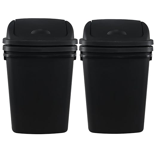 4 Pack 40 Liter Swing Lid Kitchen Garbage Can, Plastic Trash Can - Image 2