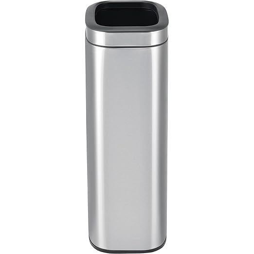 Global Industrial 8 Gallon Stainless Steel Slim Open Top Receptacle - Image 3