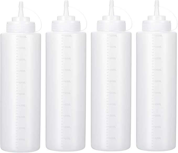 Condiment Squeeze Bottles Ketchup Dispenser, 4 Pack 32oz Squeeze Bottles by Katfort