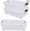 25 Quart Plastic Under Bed Storage Boxes, Wheeled UnderBed Storage Container by Yesdate