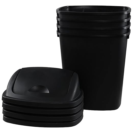 4 Pack Plastic Swing-Top Trash Can, 10 Gallon Plastic Kitchen Trash Can - Image 7