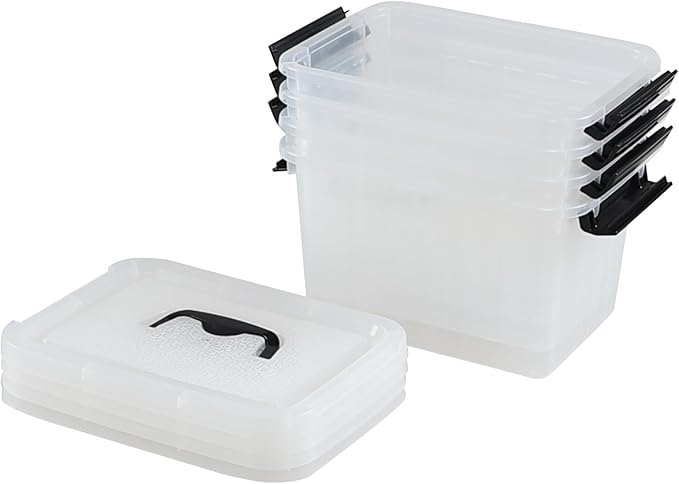 4 Packs Plastic Stackable Storage Container Bin - Image 8
