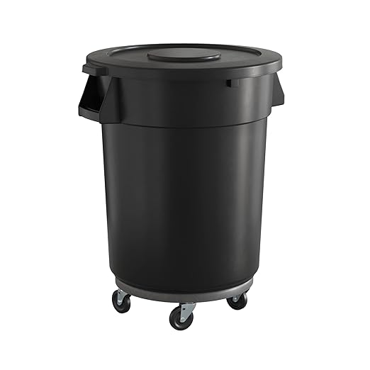 32 Gallon Black Round Commercial Trash Can by Krollen+Industrial