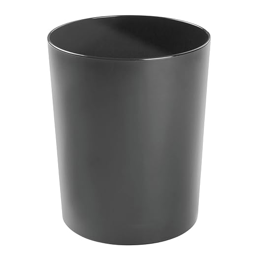 mDesign Round Metal Small 1.7 Gallon Recycle Trash Can Wastebasket, Garbage by mDesign