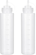 Squeeze Bottles for Sauces 2 Pack, 27 Ounce 800ml Plastic Dressing Squirt by Katfort