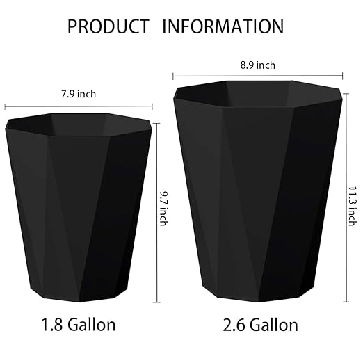 2 Pack Bathroom Trash Can 2.6 Gallon Small Garbage Can Waste Basket - Image 3