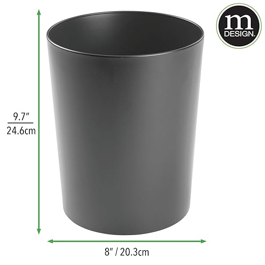 mDesign Round Metal Small 1.7 Gallon Recycle Trash Can Wastebasket, Garbage - Image 7