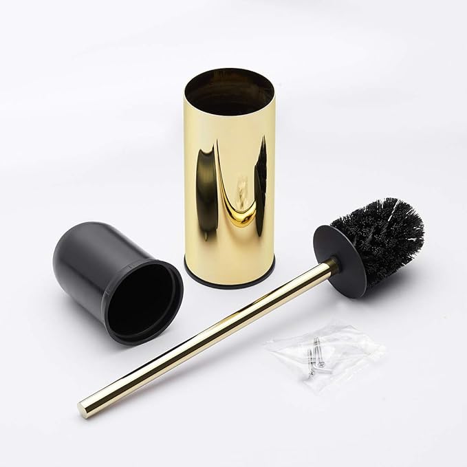 BGL Toilet Brush Holder Gold, Stainless Steel 304 Gold Round Freestanding - Image 4