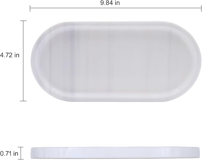 Natural Marble Tray, Oval Vanity Decorative Tray - Image 3