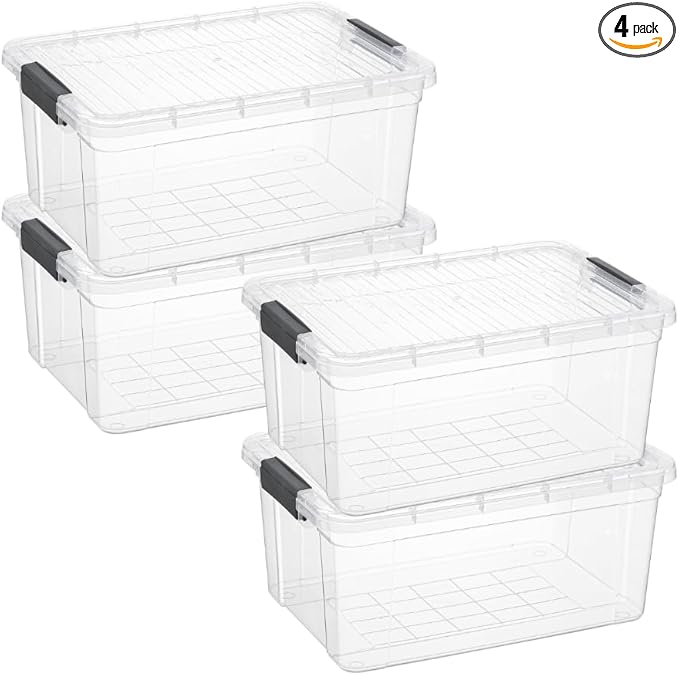 Superio Storage Bins with Lids, Stackable Totes, BPA Free, Odor Free, Organizer by Superio