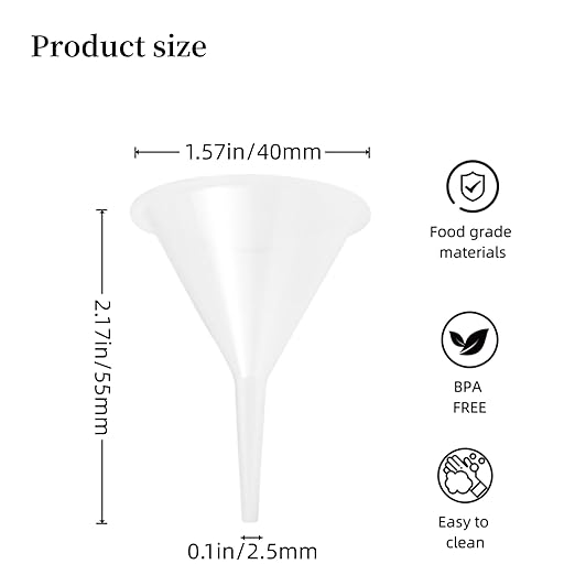 12 Pcs Small Funnel & Mini Funnel 1.57" Opening, 0.1" Narrow Tip - Image 2