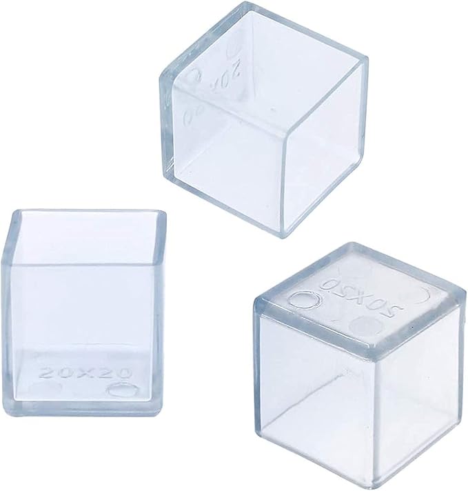 Still Awake 16 Pcs Transparent Square PVC Rubber Leg Tips Furniture Floor - Image 4