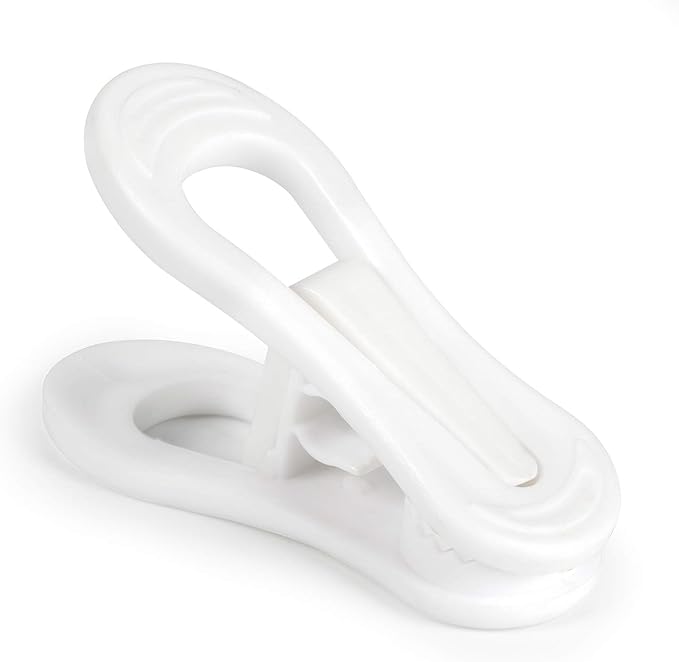 Tinfol White Plastic Hanger Clips, 24 Pack Hanger Clips- Strong Pinch Grip - Image 2