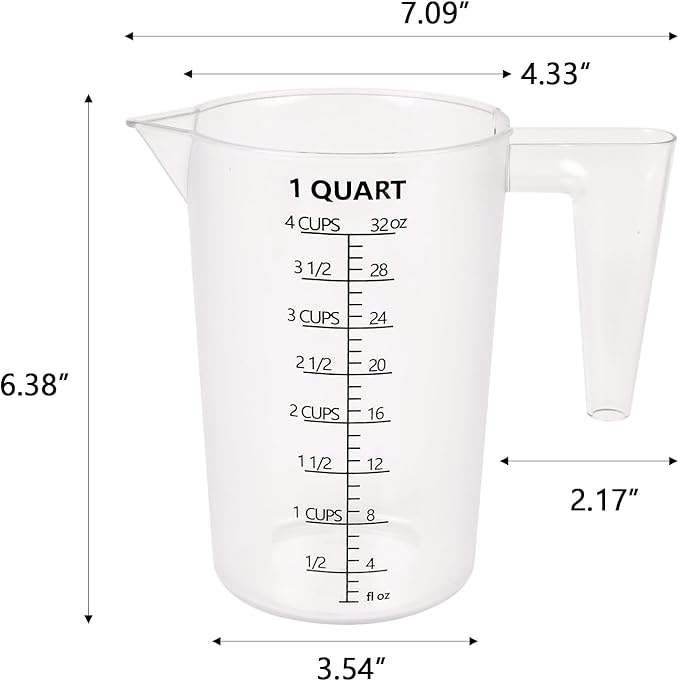 Food-Grade Plastic Measuring Pitcher – 32 Ounce & 4 Cups Measuring Cups - Image 2