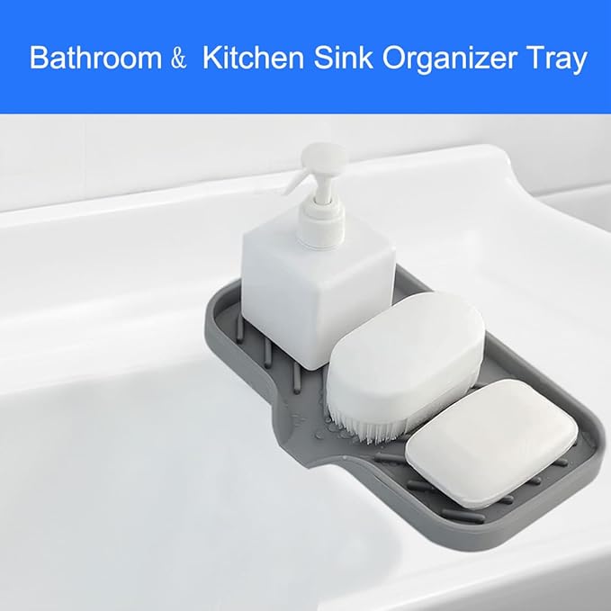 Sponge Holder for Kitchen Sink, Silicone Sponge Dish Tray - Image 6