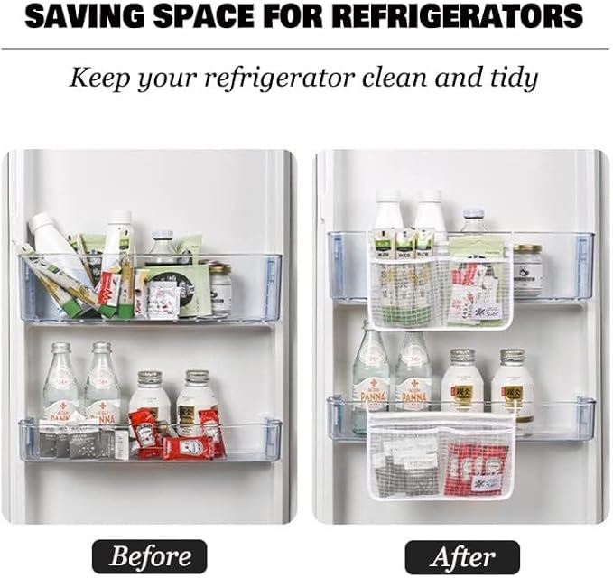 4PCS Refrigerator Door Organizer Set, Fridge Hanging Mesh Bag - Image 4