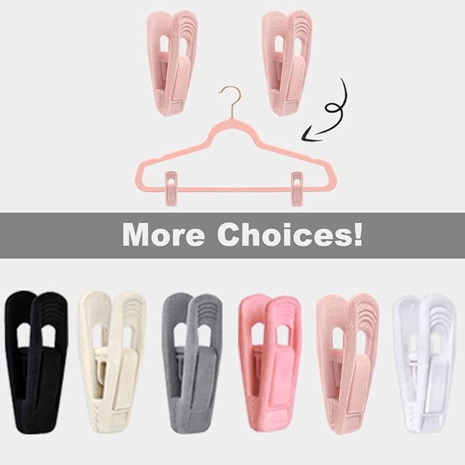 Light Pink Velvet Hangers Clips 40 PCS, Non-Slip Finger Clip - Image 8