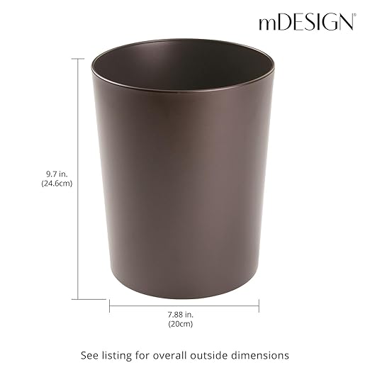mDesign Round Metal Small 1.7 Gallon Recycle Trash Can Wastebasket, Garbage - Image 4