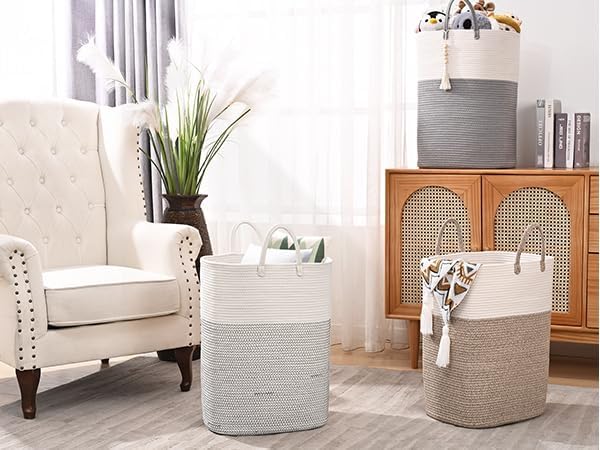 Woven Laundry Basket for Clothes, 80L Large Rectangle Laundry Hampers - Image 6
