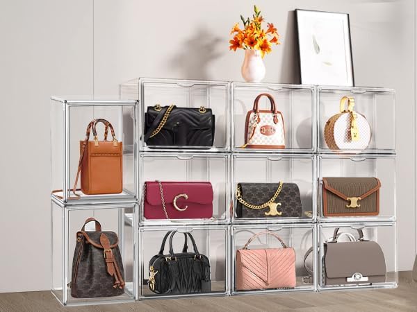 10 Pcs Clear Purse Storage Boxes, Plastic Shoe Boxes Stackable Acrylic Display - Image 9