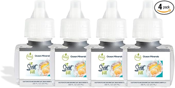 Scent Fill Ocean Minerals Plug in Air Freshener, Scented Oil Refills, 4 Plug In by ScentFill