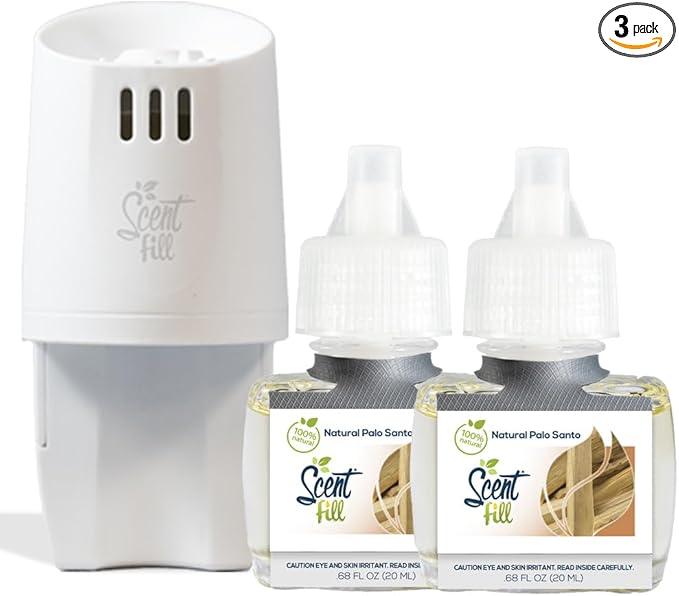 Scent Fill 100% Natural Palo Santo Plug in Air Freshener, Scented Oil Refills by ScentFill
